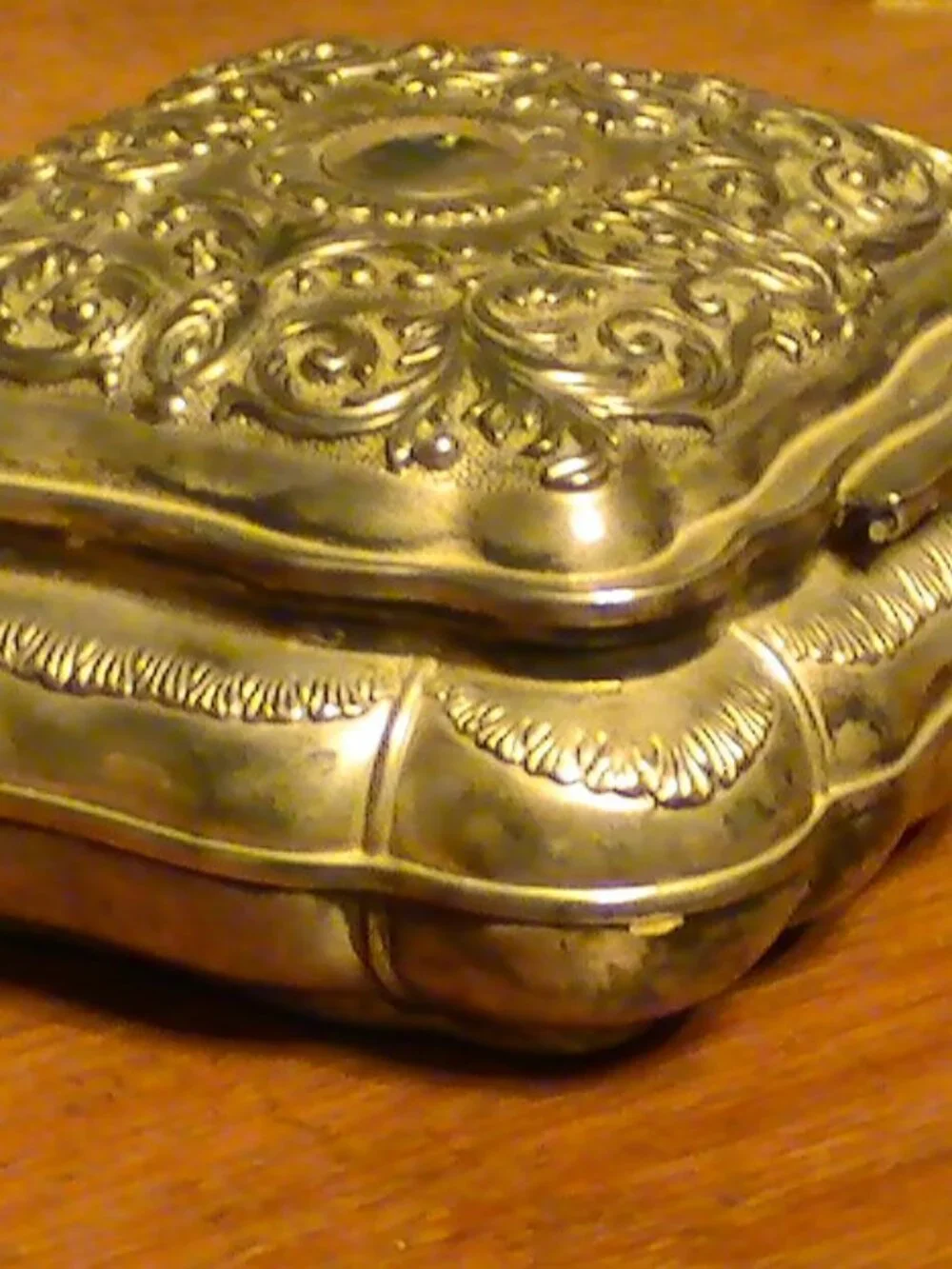 Vintage Silver Plated Hinged Jewelry Box  Ornate